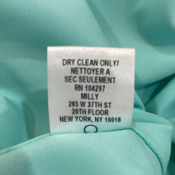 MILLY Jade teal mint green silk butterfly sleeves wedding guest dress size 2 - Picture 15 of 15